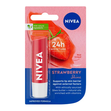 Nivea, Strawberry Shine, Caring Lip Balm, 4.8 g